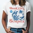 Girl Reading Book Summer Beach Vacation For Book Lover Unisex Jersey T-Shirt
