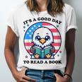 A Good Day To Read a Book Reading Eagle With American Flag Unisex Jersey T-Shirt
