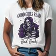 Good Girls Read Bad Books Sarcastic Skeleton Goth Skull Unisex Jersey T-Shirt Good Girls Read Bad Books Sarcastic Skeleton Goth Skull Unisex Jersey T-Shirt
