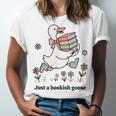 Goose With Books Cute Bookworm Reader Unisex Jersey T-Shirt