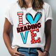 I Heart Books Love Reading Red And Stripe Animated Cat For Men Women Girls Kids Unisex Jersey T-Shirt