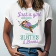 Just a Girl Who Loves Sloths And Books Unisex Jersey T-Shirt
