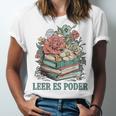 Leer ES Poder Cute Floral Spanish Teacher Book Reading Unisex Jersey T-Shirt