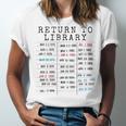 Library Card Due Date Stamp Book Lover Reading Vintage Read Unisex Jersey T-Shirt