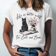 Life Better With 2 Cats Books Kitten Kitty Women Girls Kids Unisex Jersey T-Shirt Life Better With 2 Cats Books Kitten Kitty Women Girls Kids Unisex Jersey T-Shirt