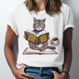 Life Is Better With Cats Coffee Books Cat Reading Book Unisex Jersey T-Shirt Life Is Better With Cats Coffee Books Cat Reading Book Unisex Jersey T-Shirt