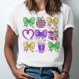 Mardi Gras Teacher Coquette Bow Pencil Apple Book Women Girl Unisex Jersey T-Shirt