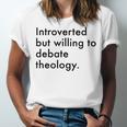 Theology Introvert Christian Conversation Starters Unisex Jersey T-Shirt Theology Introvert Christian Conversation Starters Unisex Jersey T-Shirt