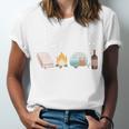 The Perfect Weekend Camping Essentials Wine Books Campfire Unisex Jersey T-Shirt