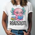 Readsolotl Cute Axolotl Reading Book Kawaii Pink Aesthetic Unisex Jersey T-Shirt Readsolotl Cute Axolotl Reading Book Kawaii Pink Aesthetic Unisex Jersey T-Shirt