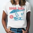 Retro Book Girl Summer Beach Vacation For Book Lover Unisex Jersey T-Shirt