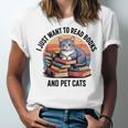 Retro I Just Want To Read Books And Pet Cats Cat Unisex Jersey T-Shirt Retro I Just Want To Read Books And Pet Cats Cat Unisex Jersey T-Shirt