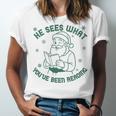 He Sees What You'Ve Been Reading Christmas Bookish Santa Premium Tri-Blend Unisex Jersey T-Shirt He Sees What You'Ve Been Reading Christmas Bookish Santa Premium Tri-Blend Unisex Jersey T-Shirt