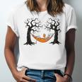 Skeleton Reading Book In Hammock Halloween Reader Unisex Jersey T-Shirt Skeleton Reading Book In Hammock Halloween Reader Unisex Jersey T-Shirt