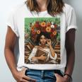 History Month Black Afro Girl Women Book Lovers Floral Unisex Jersey T-Shirt