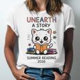 Unearth a Story Cute Kitten Summer Reading 2026 Cat Book Unisex Jersey T-Shirt Unearth a Story Cute Kitten Summer Reading 2026 Cat Book Unisex Jersey T-Shirt