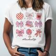 Valentine Teacher Cute Bows Apple Globe Pencil Books Art Unisex Jersey T-Shirt