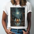 Vintage Ghost Book Reading Camping Gothic Halloween Teachers Unisex Jersey T-Shirt
