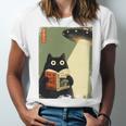 Vintage Japanese Cat Book Lovers UFO Alien Abduction Cat Dad Unisex Jersey T-Shirt Vintage Japanese Cat Book Lovers UFO Alien Abduction Cat Dad Unisex Jersey T-Shirt