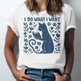 I Do What I Want Cat Reading Book Boho Flowers Vintage Unisex Jersey T-Shirt