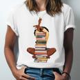 Woman And Books Stack Afro Girl Book Lover Unisex Jersey T-Shirt Woman And Books Stack Afro Girl Book Lover Unisex Jersey T-Shirt