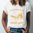 Woman Survives On Books Yarn Knitting Crochet Premium Tri-Blend Unisex Jersey T-Shirt