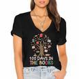 100 Days In The Books Reading Teacher Cute Book Lover Women's Jersey Short Sleeve Deep V-Neck Tshirt