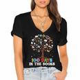 100 Days Of School 100th Day In The Books Reading Teacher Women's Jersey Short Sleeve Deep V-Neck Tshirt