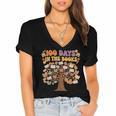 100 Days Of School 100 Days In The Books Librarian Read Women's Jersey Short Sleeve Deep V-Neck Tshirt