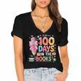 100th Day Of School Teacher Floral 100 Days In The Books Women's Jersey Short Sleeve Deep V-Neck Tshirt 100th Day Of School Teacher Floral 100 Days In The Books Women's Jersey Short Sleeve Deep V-Neck Tshirt