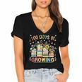 100th Day Of School Teacher Floral Books 100 Days Of Growing Women's Jersey Short Sleeve Deep V-Neck Tshirt 100th Day Of School Teacher Floral Books 100 Days Of Growing Women's Jersey Short Sleeve Deep V-Neck Tshirt