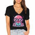 Adorable Book Lover Octopus With Reading Glasses Cute Women's Jersey Short Sleeve Deep V-Neck Tshirt Adorable Book Lover Octopus With Reading Glasses Cute Women's Jersey Short Sleeve Deep V-Neck Tshirt