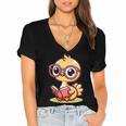 Adorable Book Lover Ostrich With Reading Glasses Cute Women's Jersey Short Sleeve Deep V-Neck Tshirt Adorable Book Lover Ostrich With Reading Glasses Cute Women's Jersey Short Sleeve Deep V-Neck Tshirt