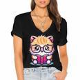 Adorable Book Lover Persian Cat With Reading Glasses Cute Women's Jersey Short Sleeve Deep V-Neck Tshirt Adorable Book Lover Persian Cat With Reading Glasses Cute Women's Jersey Short Sleeve Deep V-Neck Tshirt