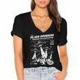 Alien Abduction UFO Lovers Comic Book Style Shirt Women's Jersey Short Sleeve Deep V-Neck Tshirt