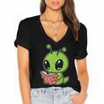 Alien Reading Book Believe In Yourself Kids Women Men Women's Jersey Short Sleeve Deep V-Neck Tshirt Alien Reading Book Believe In Yourself Kids Women Men Women's Jersey Short Sleeve Deep V-Neck Tshirt