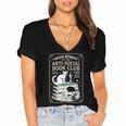 Anti-Social Book-Club Cat Graphic Women's Jersey Short Sleeve Deep V-Neck Tshirt