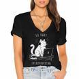 Antisocial Introvert Cat With Coffee On Computer Emo Goth For Men Women Women's Jersey Short Sleeve Deep V-Neck Tshirt