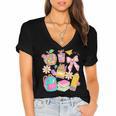 Apple Disco Pencil Books Bow Teacher Student Back To School Women's Jersey Short Sleeve Deep V-Neck Tshirt Apple Disco Pencil Books Bow Teacher Student Back To School Women's Jersey Short Sleeve Deep V-Neck Tshirt