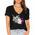 Asexual Book Lover LGBT Reading Pride Ace Flag Daisy Women's Jersey Short Sleeve Deep V-Neck Tshirt Asexual Book Lover LGBT Reading Pride Ace Flag Daisy Women's Jersey Short Sleeve Deep V-Neck Tshirt
