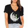 Astronaut Reading Book To Alien Moon Space Book Lover Men Women's Jersey Short Sleeve Deep V-Neck Tshirt Astronaut Reading Book To Alien Moon Space Book Lover Men Women's Jersey Short Sleeve Deep V-Neck Tshirt
