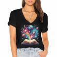 Astronomy Space Lover Books Bookworm Women's Jersey Short Sleeve Deep V-Neck Tshirt