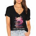 Axolotl Book Lover Librarian Reading Library Readers Women's Jersey Short Sleeve Deep V-Neck Tshirt