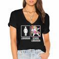 Back To School Library Unicorn Book Lover School Librarian Women's Jersey Short Sleeve Deep V-Neck Tshirt