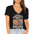 Backpacks Books And Big Dreams Cute Back To School Women's Jersey Short Sleeve Deep V-Neck Tshirt