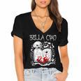 Bella Ciao Goodbye Beautiful Skull Book Of Dark Magic Occult Women's Jersey Short Sleeve Deep V-Neck Tshirt Bella Ciao Goodbye Beautiful Skull Book Of Dark Magic Occult Women's Jersey Short Sleeve Deep V-Neck Tshirt
