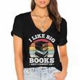 I LIKE BIG BOOKS AND I CANNOT LIE Book Lover Print Women's Jersey Short Sleeve Deep V-Neck Tshirt I LIKE BIG BOOKS AND I CANNOT LIE Book Lover Print Women's Jersey Short Sleeve Deep V-Neck Tshirt