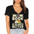 The Book Is Always Better Thriller Women's Jersey Short Sleeve Deep V-Neck Tshirt