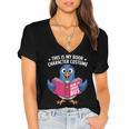 This Is My Book Character Costume Cute Pigeon Kids Reading Women's Jersey Short Sleeve Deep V-Neck Tshirt