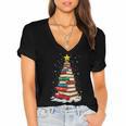Book Christmas Tree Book Lover Teacher Librarian Women's Jersey Short Sleeve Deep V-Neck Tshirt Book Christmas Tree Book Lover Teacher Librarian Women's Jersey Short Sleeve Deep V-Neck Tshirt